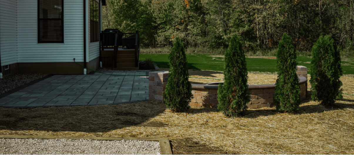 Completed paver patio project in Louisville Ohio by Fili Property Maintenance