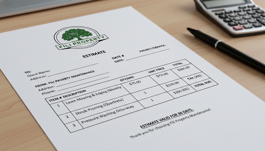 Professional landscape design consultation in North Canton Ohio showing planning and customization Detailed written landscaping estimate from North Canton Ohio company showing transparent pricing