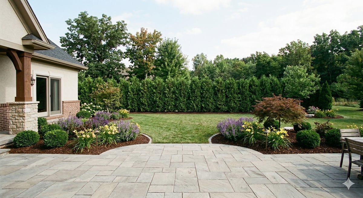 privacy-landscaping-bath-ohio-hedge-planting Privacy hedge and tree planting for Bath, OH properties