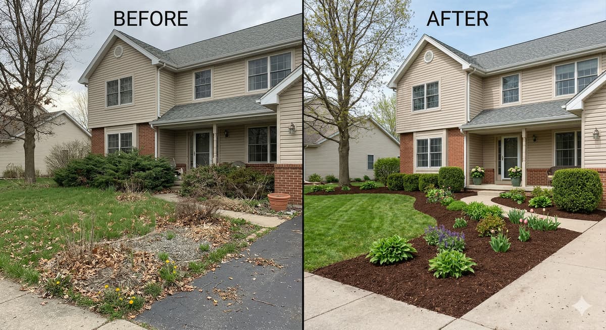 spring-cleanup-stow-ohio-mulch Spring cleanup and mulch installation in Stow, OH